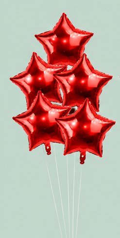 Связка из 5 фольгированных звезд с гелием — доставка цветов Ивантеевке